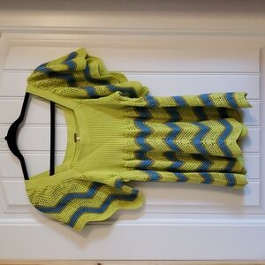 Free People Light Green Ribbed Knit Babydoll Sweater